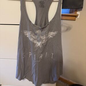 Billabong Gray Racerback Tank with Metallic Eagle Graphic